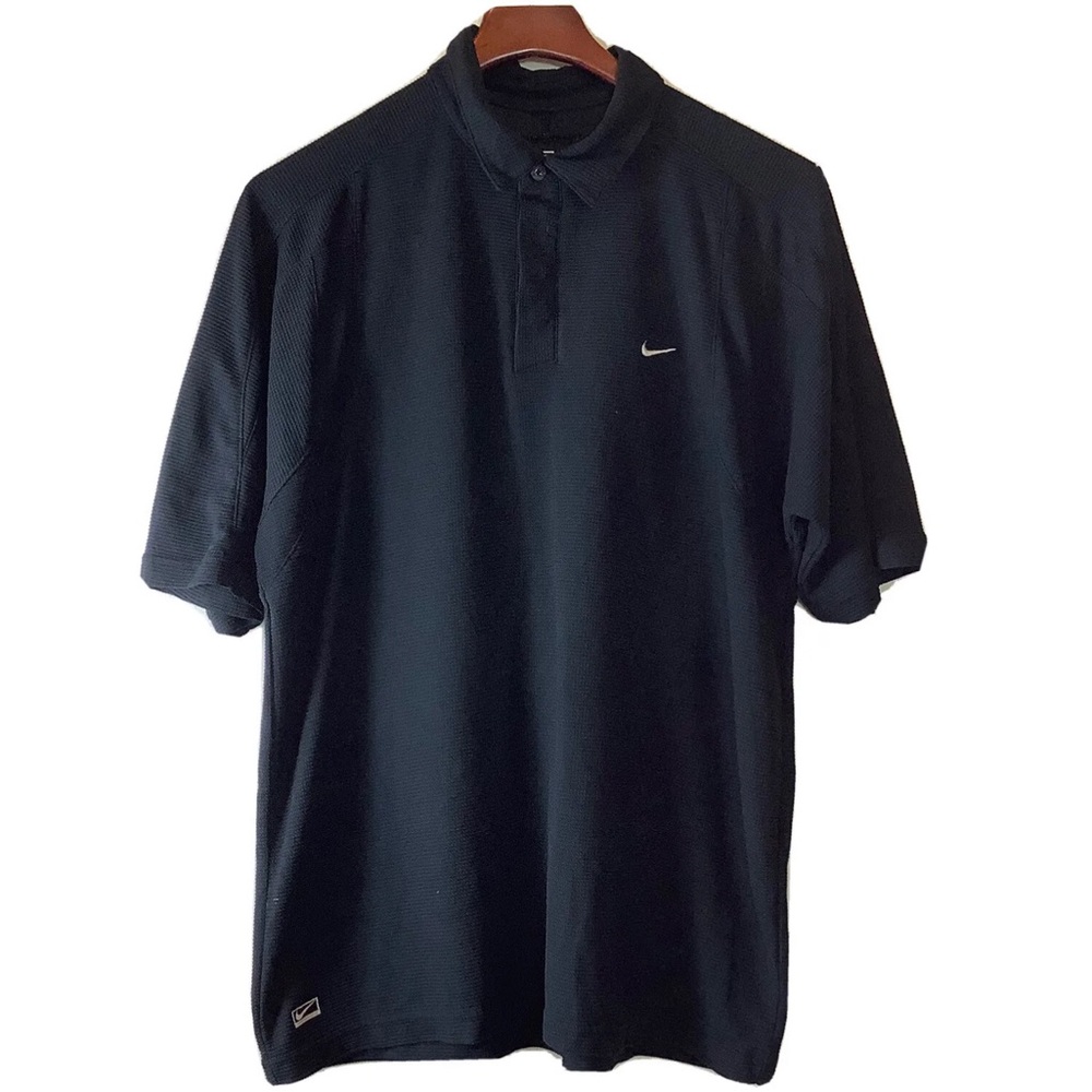 Nike Men's Polo XL Black Shirt Golf Embroidered Dri Fit 3 Button Shirt - Picture 9 of 10